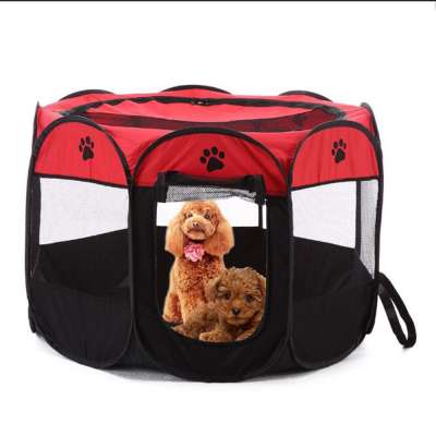 Foldable  Dog Tent House Outdoor Puppy Cats Pet Cage Carrier Octagon Fence Portable Camping Kennel